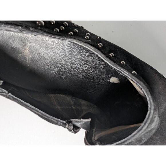 Aquatalia by Marvin K. Black Rosy Suede Ankle Bootie Italy 7.5 Metal Stud - Picture 6 of 7